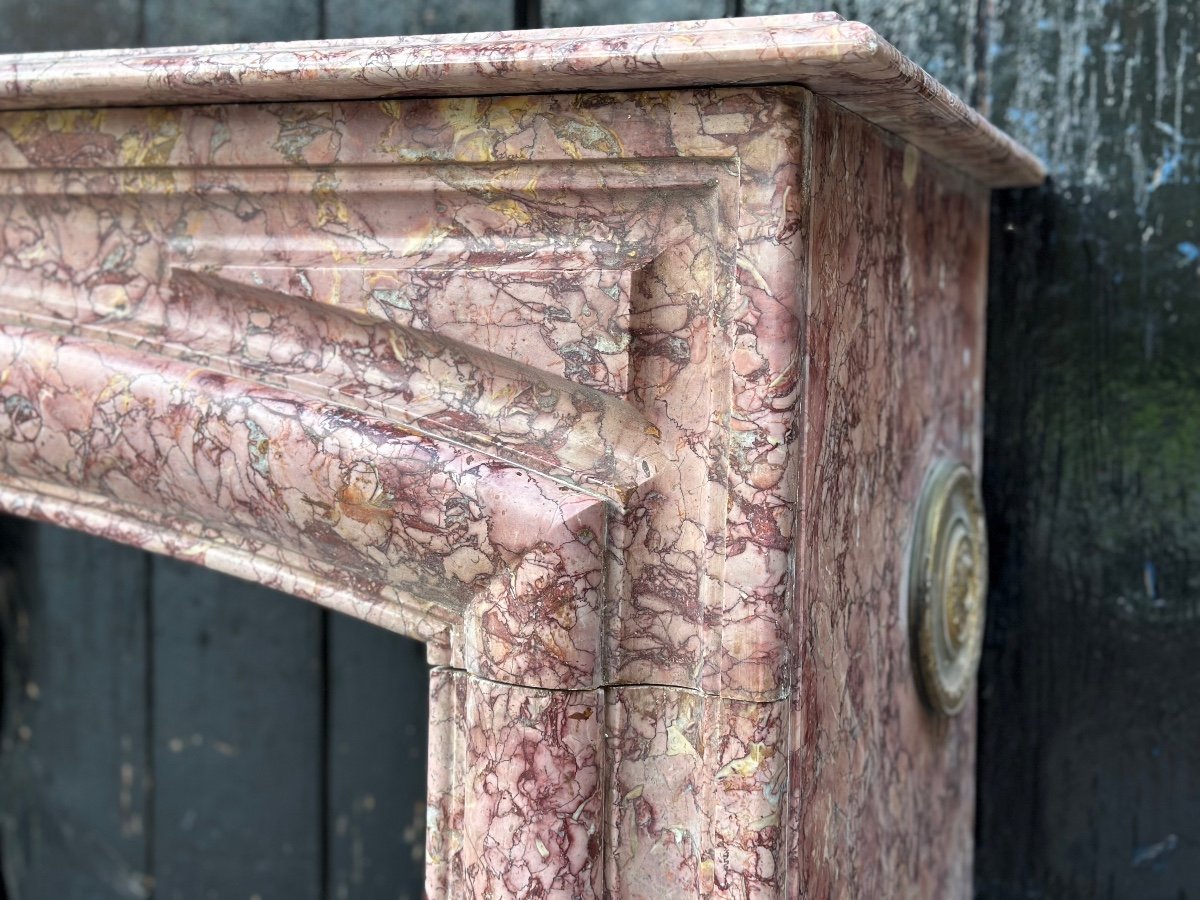 Louis XIV Style Fireplace In Purplish Brocatelle Marble Circa 1880-photo-3