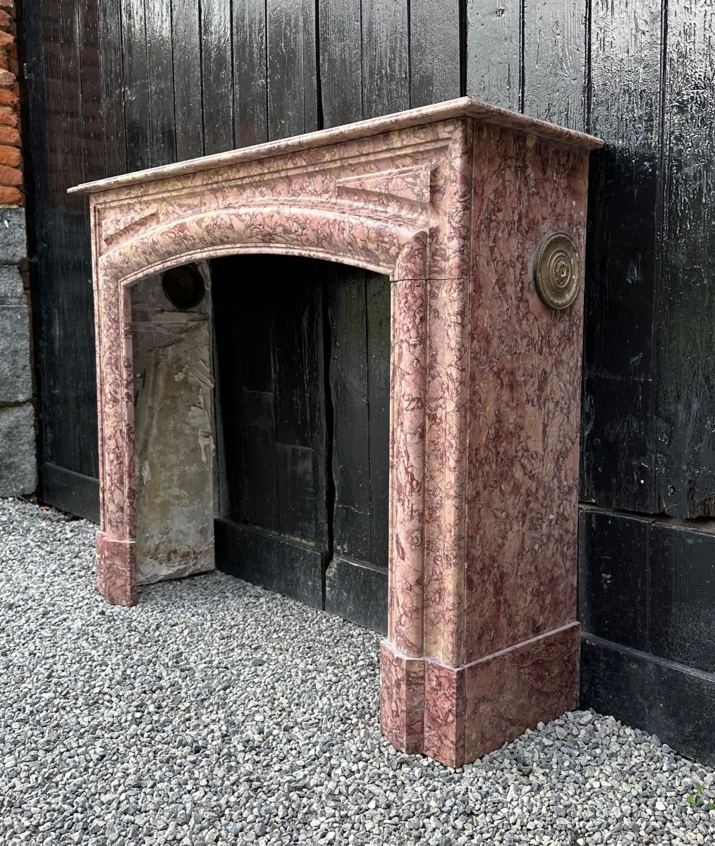 Louis XIV Style Fireplace In Purplish Brocatelle Marble Circa 1880-photo-7