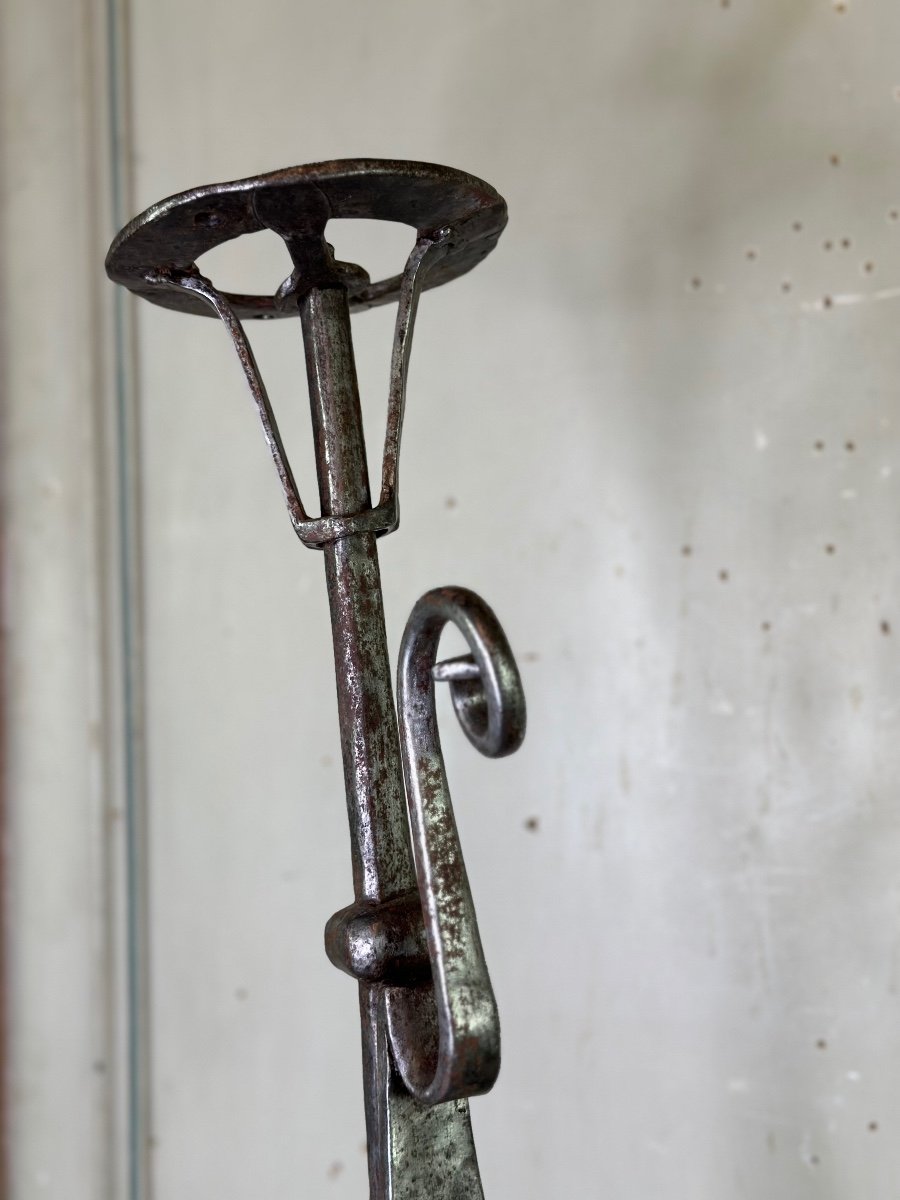 Pair Of Landiers In Wrought Iron, 18th Century-photo-4