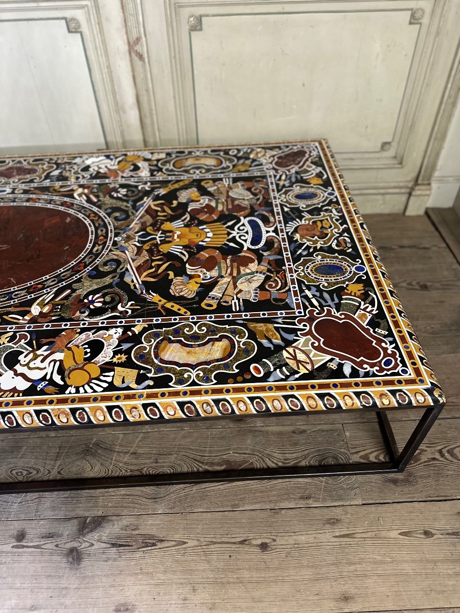 Table Basse En Marqueterie De Marbre Vers 1990-photo-2