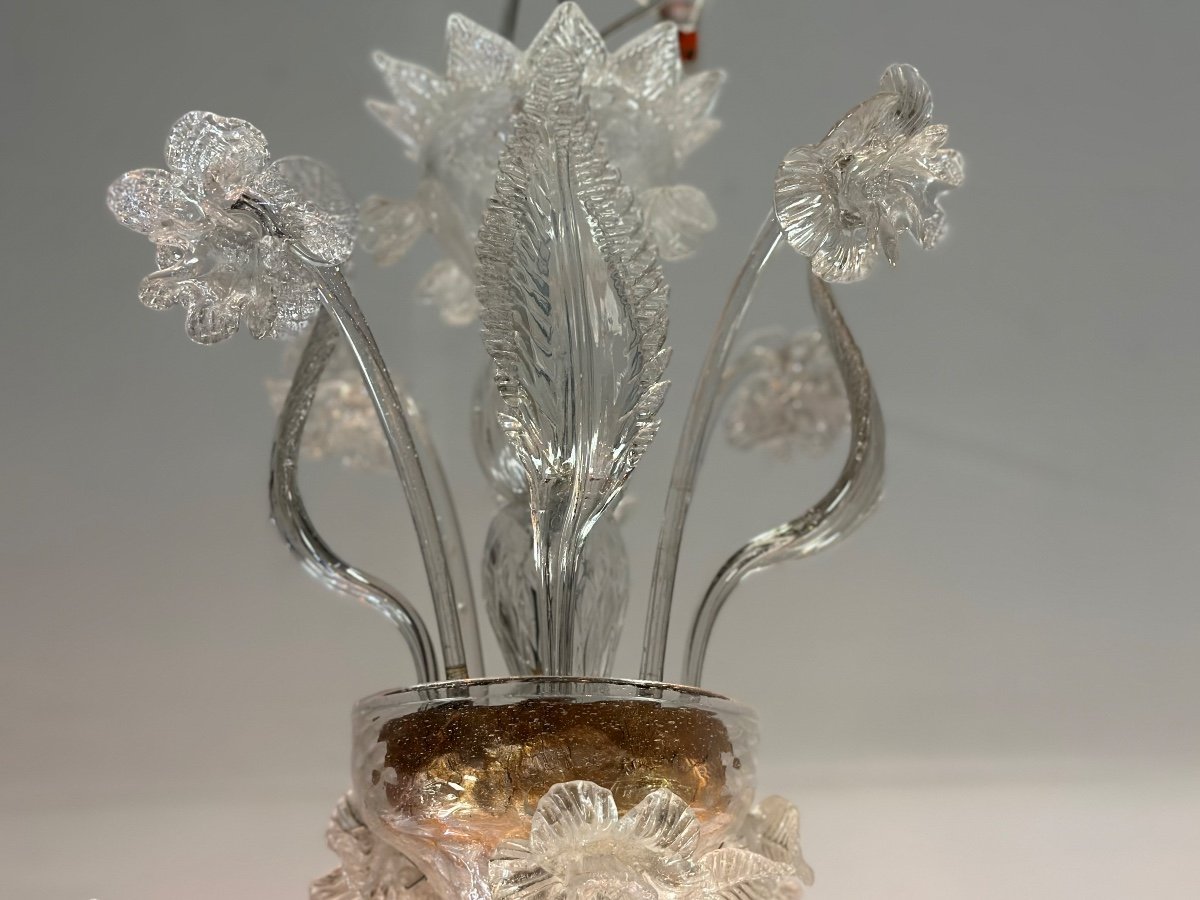 Colorless Murano Glass Chandelier 8 Arms Of Light Circa 1890-photo-3