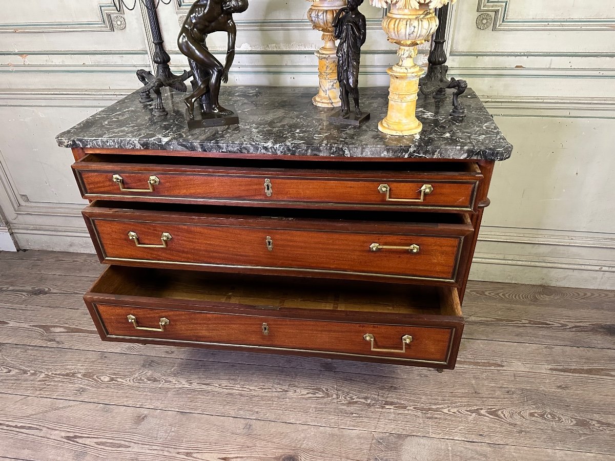 Louis XVI Commode In Three Color Mahogany, 18th Century-photo-2