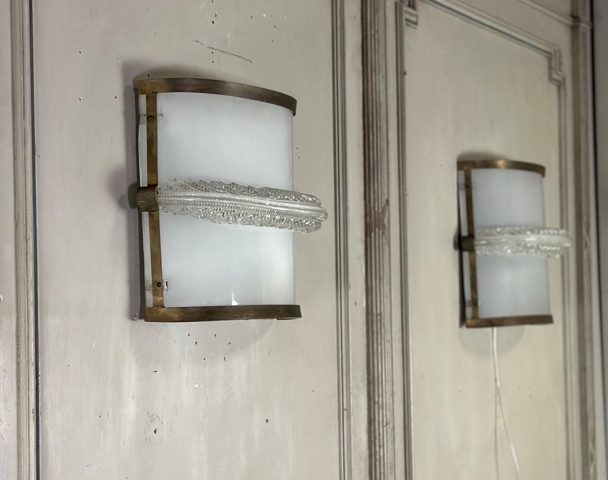 Pair Of Venetian Murano Glass Sconces Circa 1950-photo-4