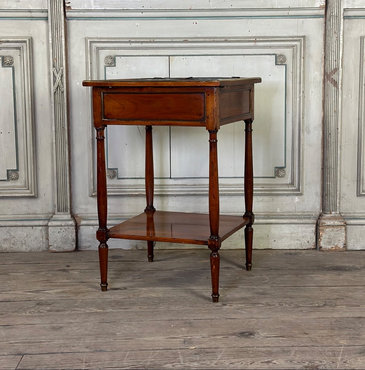 Mahogany Cooling Table, Gray Marble Top, Two Zinc Buckets, 18th Century-photo-2