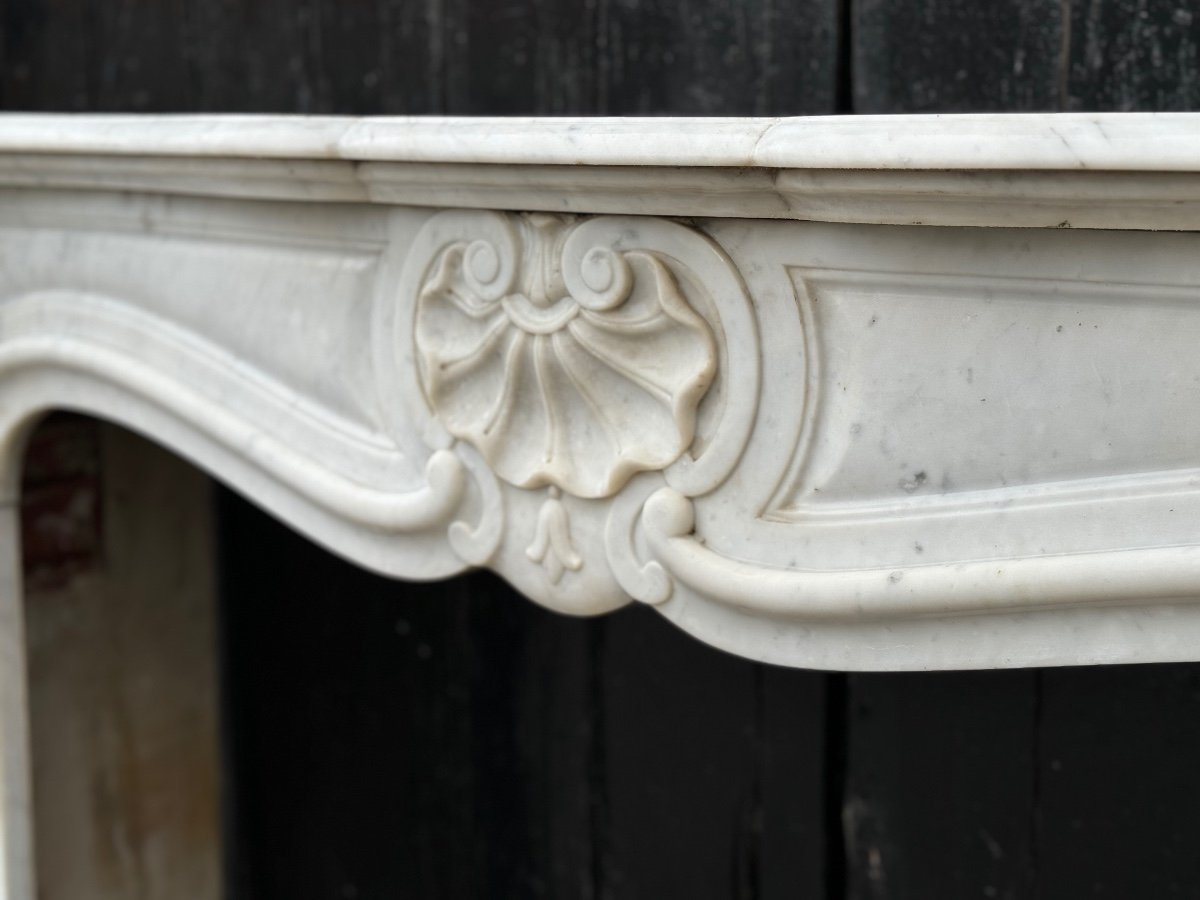 Louis XV Style Fireplace In Carrara Marble Circa 1880-photo-4