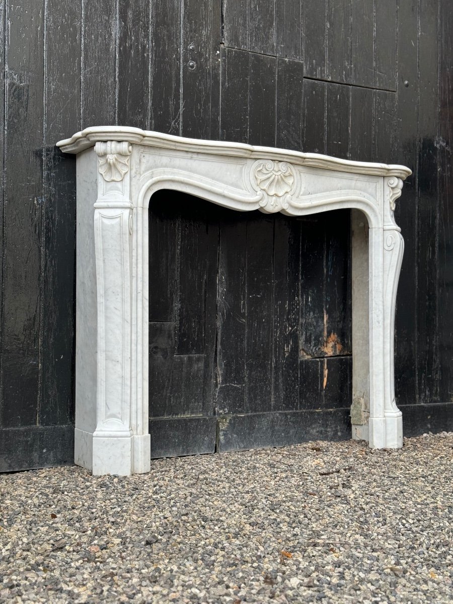 Louis XV Style Fireplace In Carrara Marble Circa 1880-photo-3