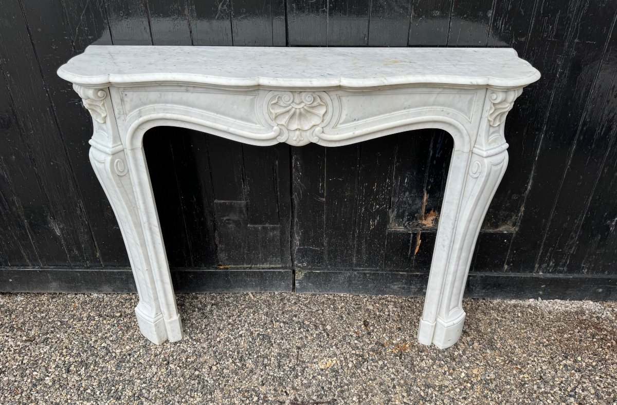 Louis XV Style Fireplace In Carrara Marble Circa 1880-photo-5