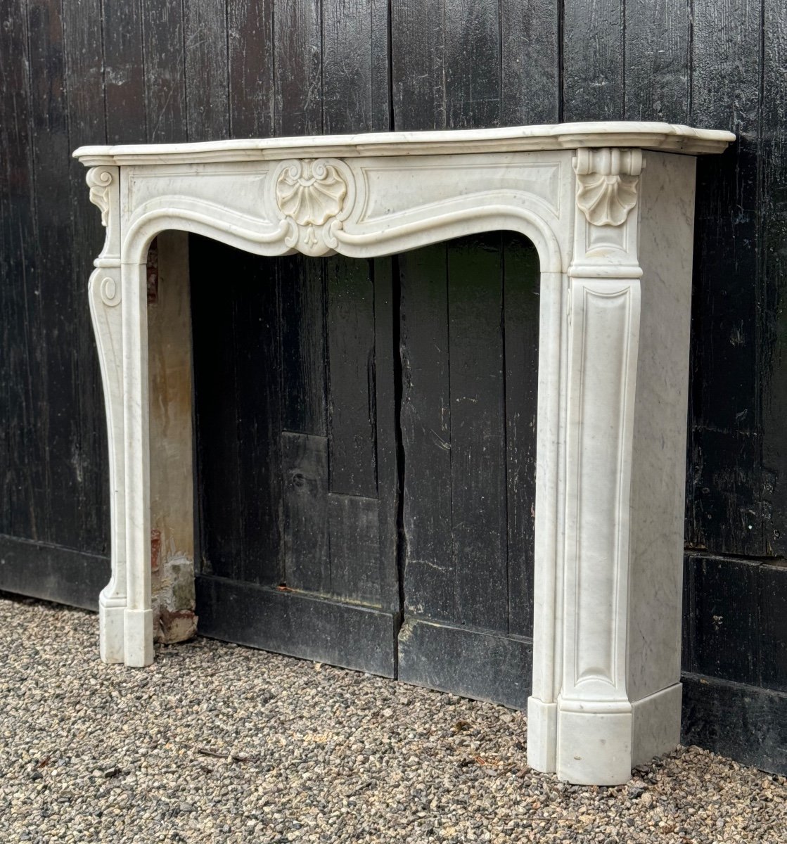 Louis XV Style Fireplace In Carrara Marble Circa 1880