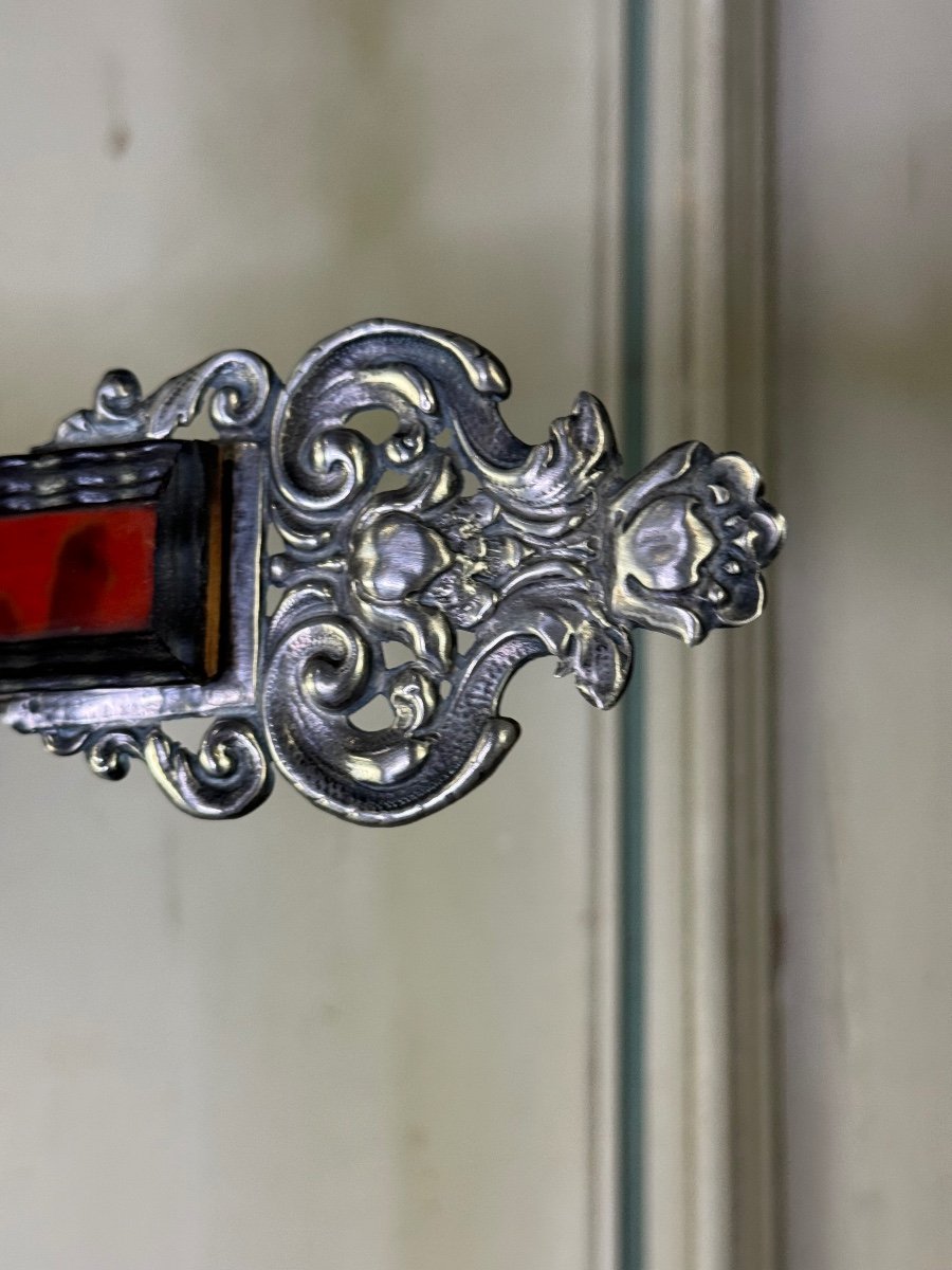 Christ En Croix, Crucifix En Bois Et écaille Rouge, Argent Massif, Anvers XVIIème Siècle-photo-5