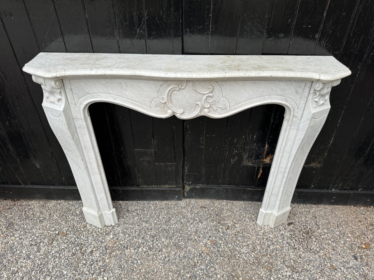 Louis XV Style Fireplace In Carrara Marble Circa 1940-photo-8