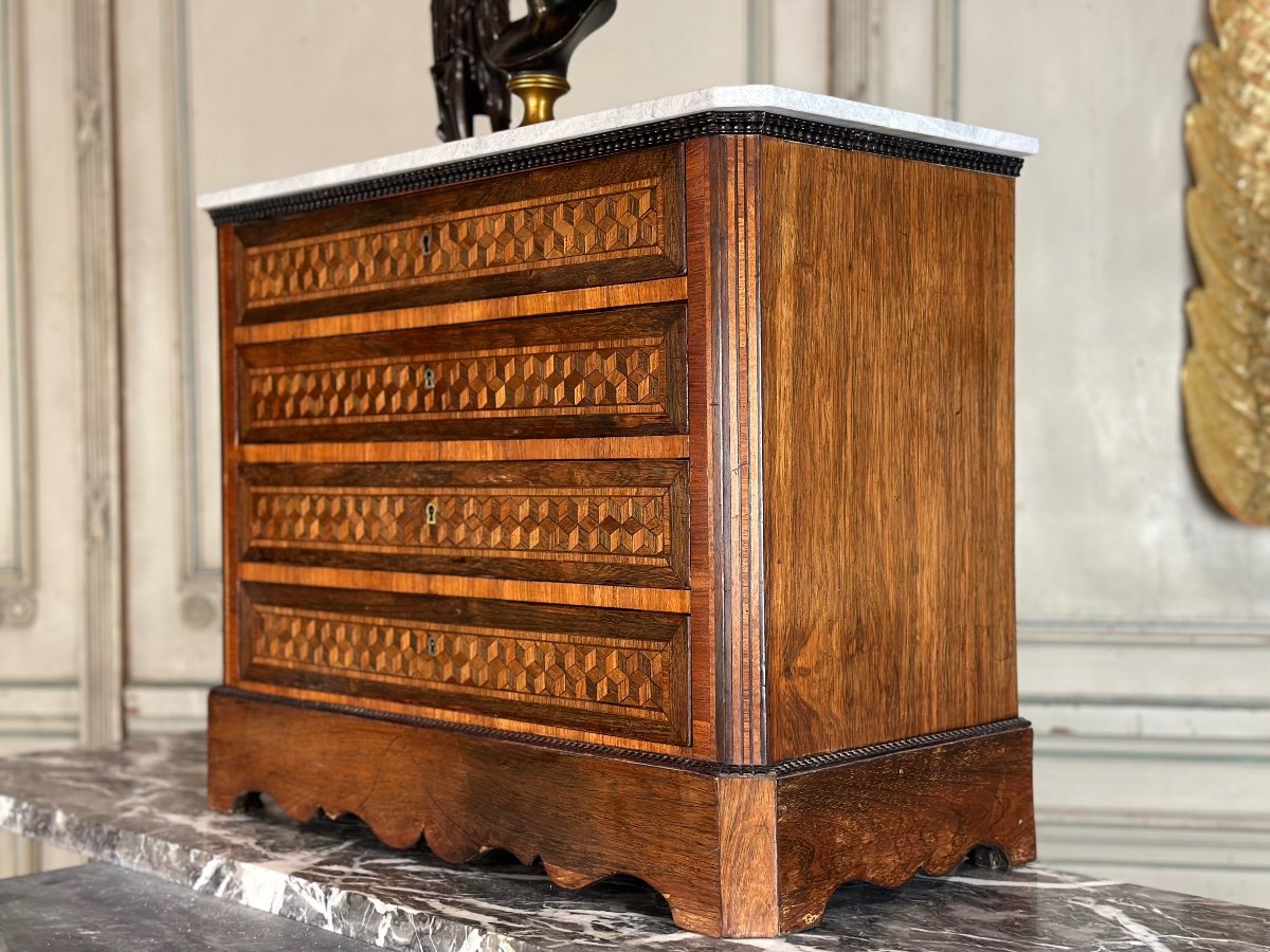 Miniature Commode In Mahogany Veneer 19th Century-photo-5