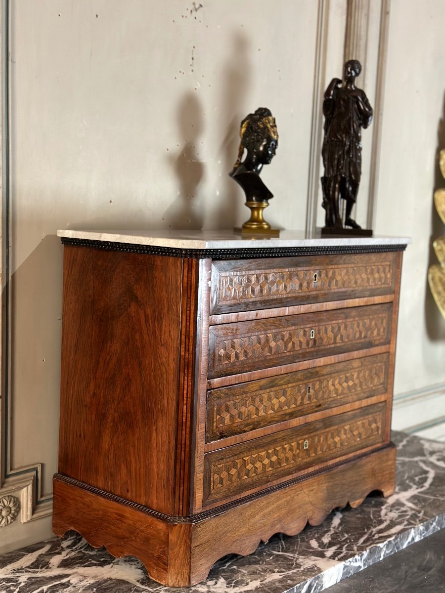 Miniature Commode In Mahogany Veneer 19th Century-photo-6