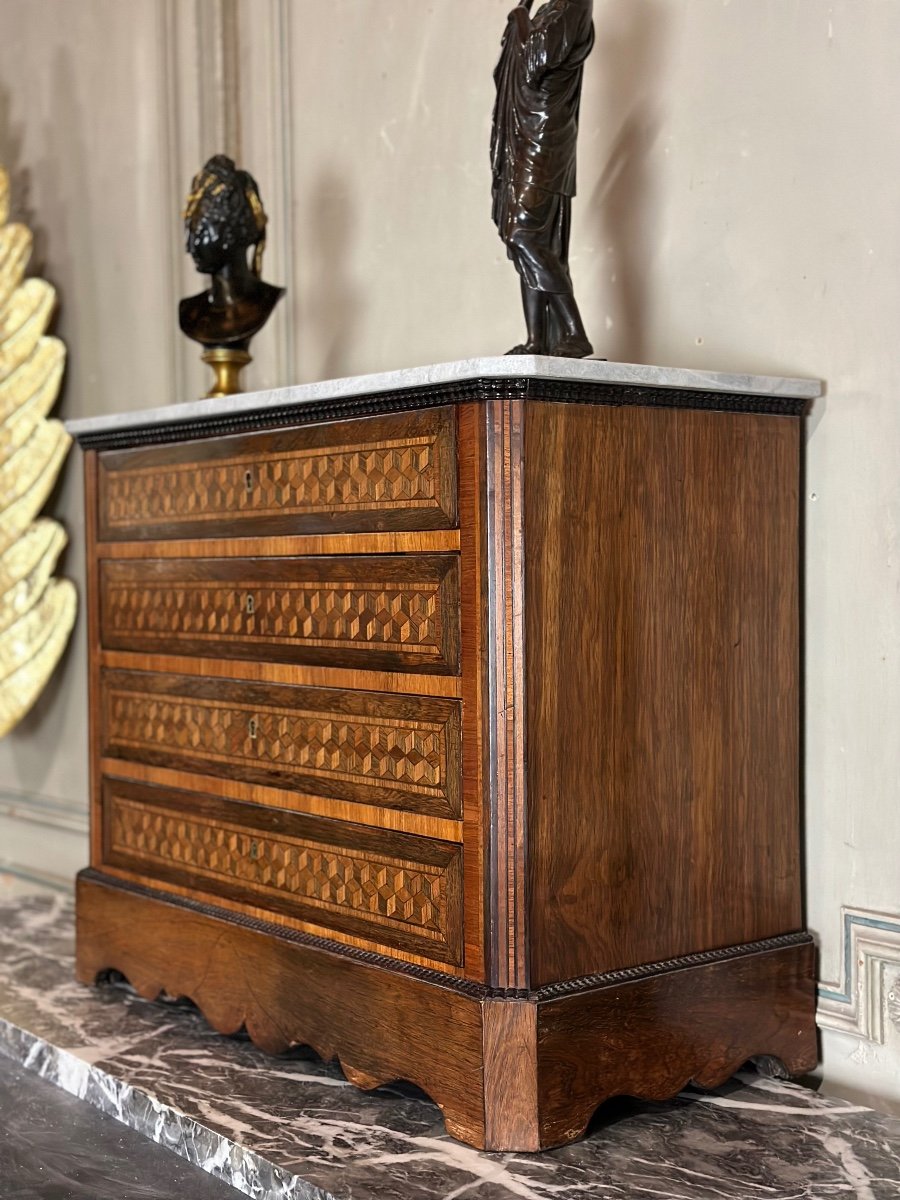 Miniature Commode In Mahogany Veneer 19th Century-photo-7