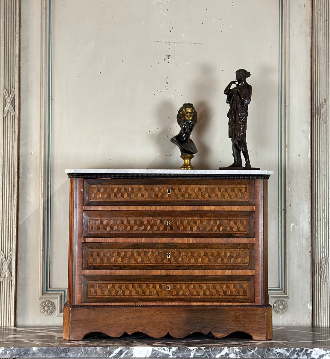 Miniature Commode In Mahogany Veneer 19th Century