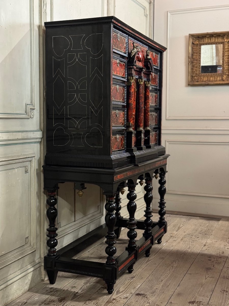 Important Antwerp Cabinet In Tortoiseshell, Ebony And Bronze, 17th Century-photo-2