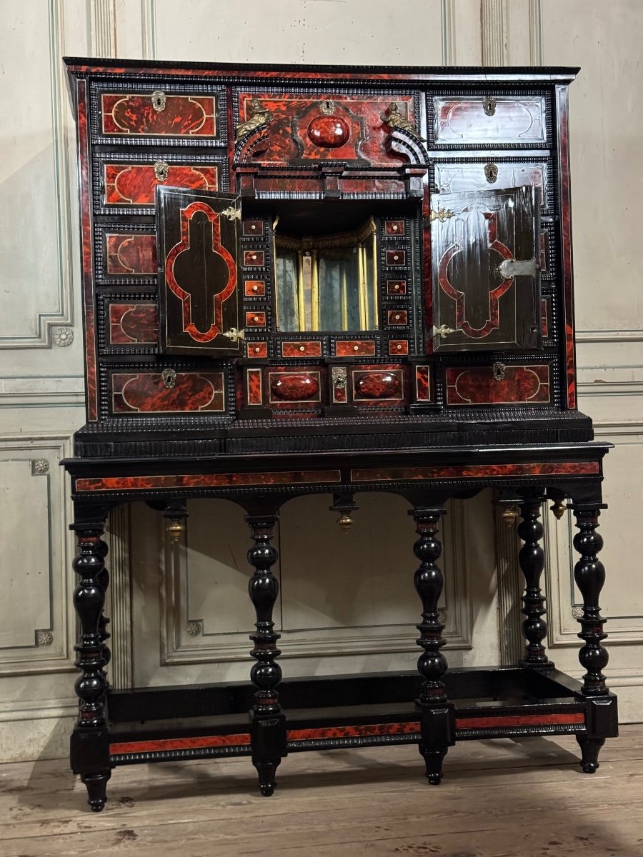 Important Antwerp Cabinet In Tortoiseshell, Ebony And Bronze, 17th Century-photo-4