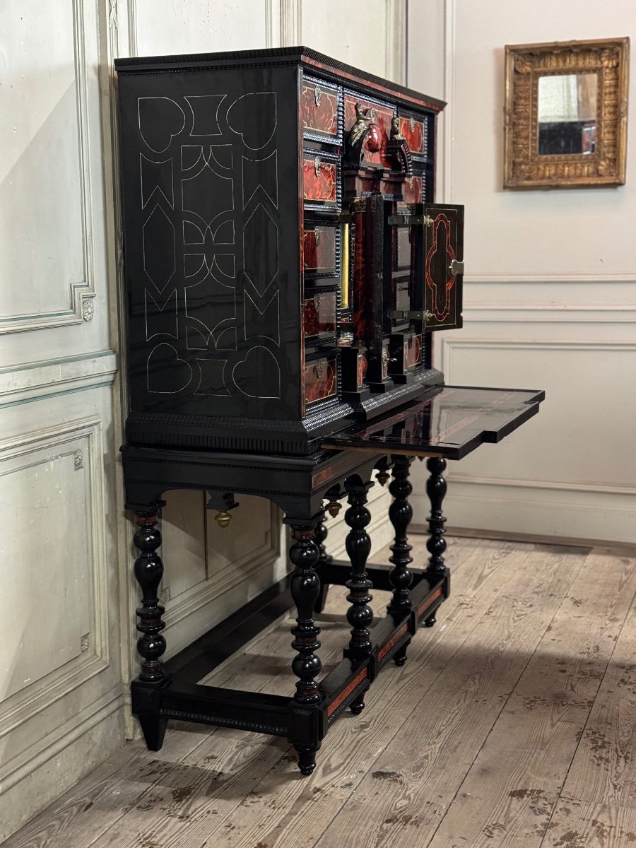 Important Antwerp Cabinet In Tortoiseshell, Ebony And Bronze, 17th Century-photo-5