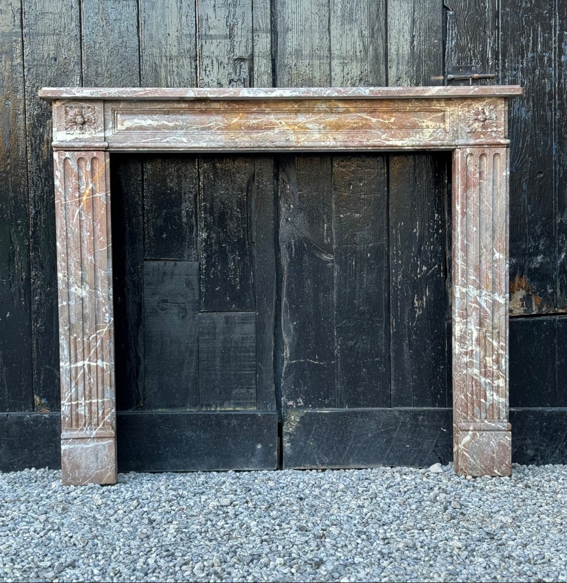 Louis XVI Fireplace In Gray Ardennes Marble 18th Century -photo-3