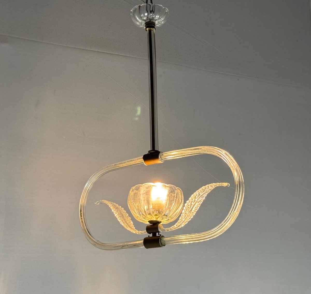 Venetian Chandelier In Colorless Murano Glass Circa 1950 -photo-3