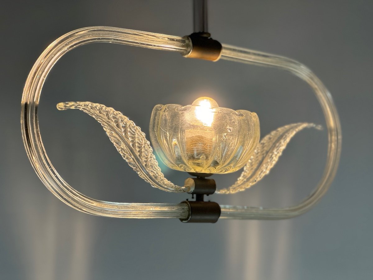 Venetian Chandelier In Colorless Murano Glass Circa 1950 -photo-2