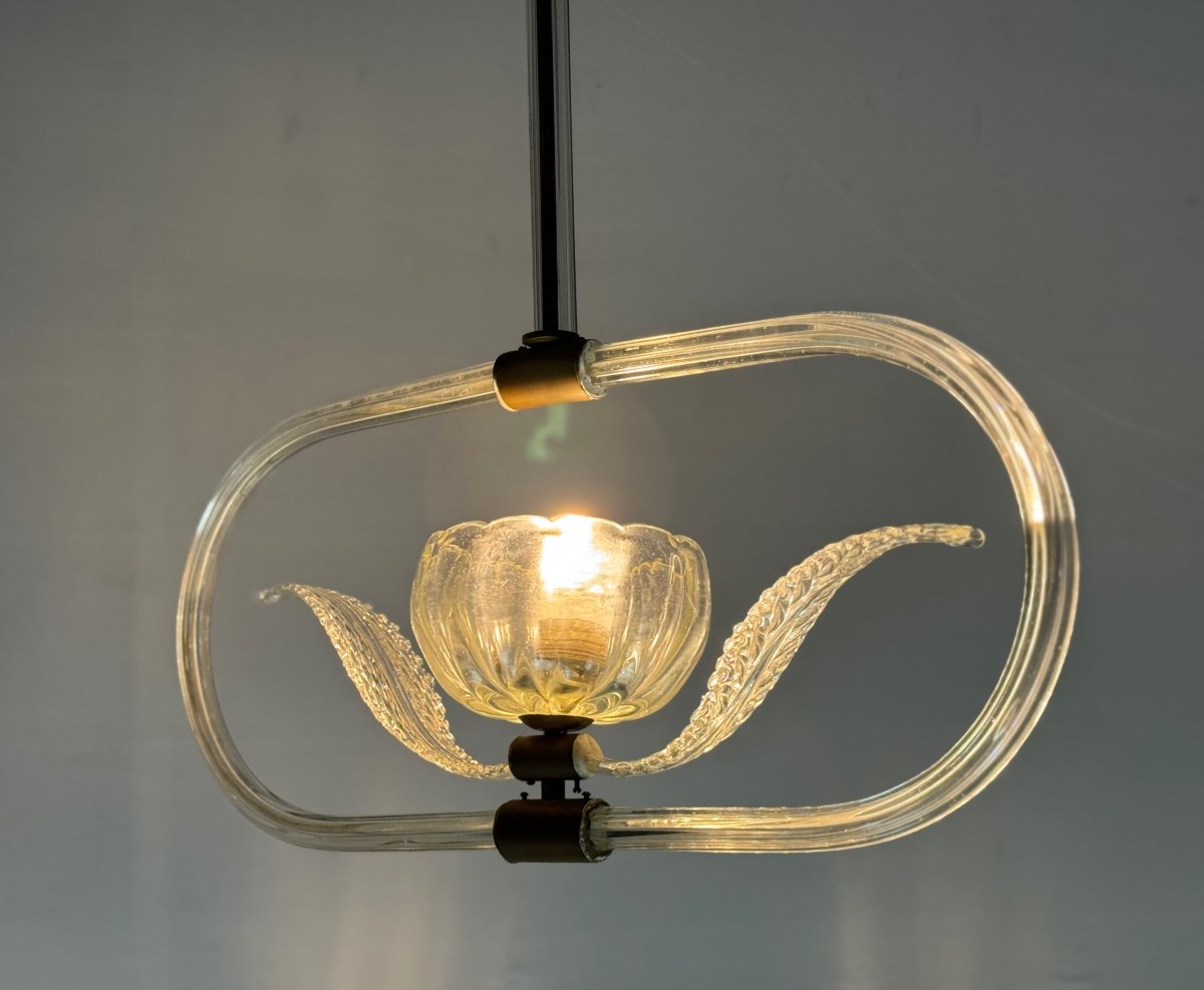 Venetian Chandelier In Colorless Murano Glass Circa 1950 -photo-3