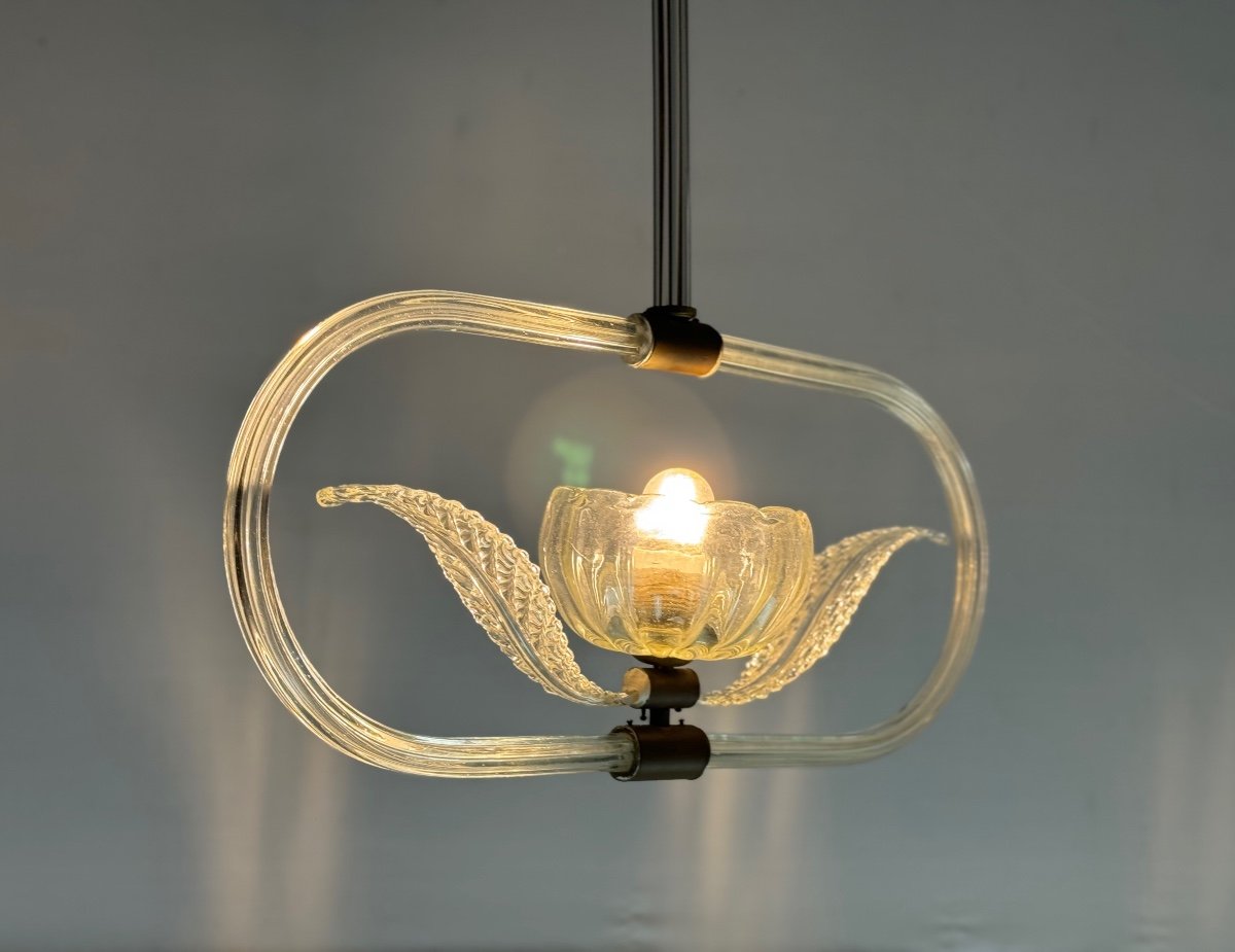 Venetian Chandelier In Colorless Murano Glass Circa 1950 