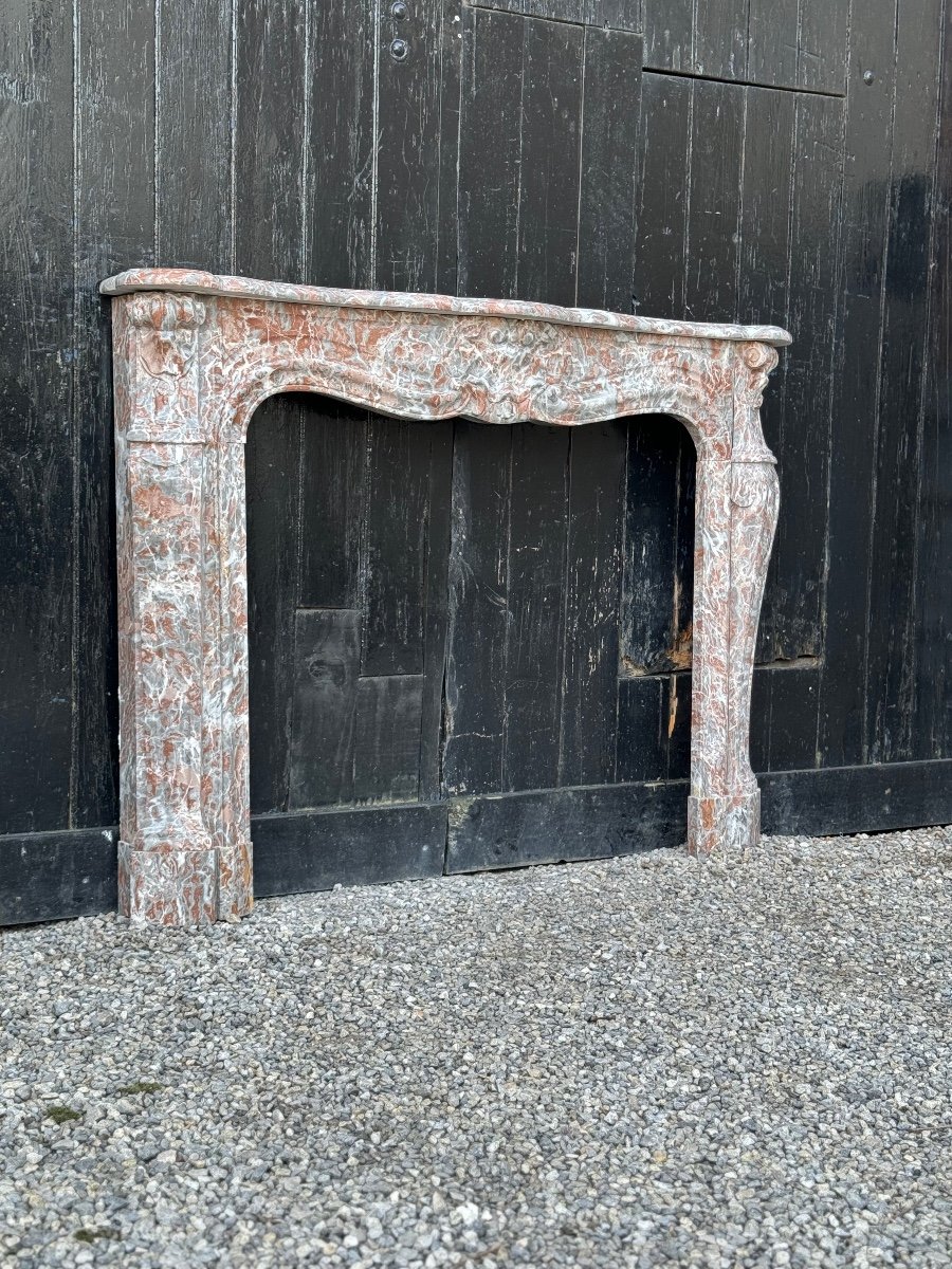Louis XV Style Fireplace In Gray Ardennes Marble Circa 1940-photo-2