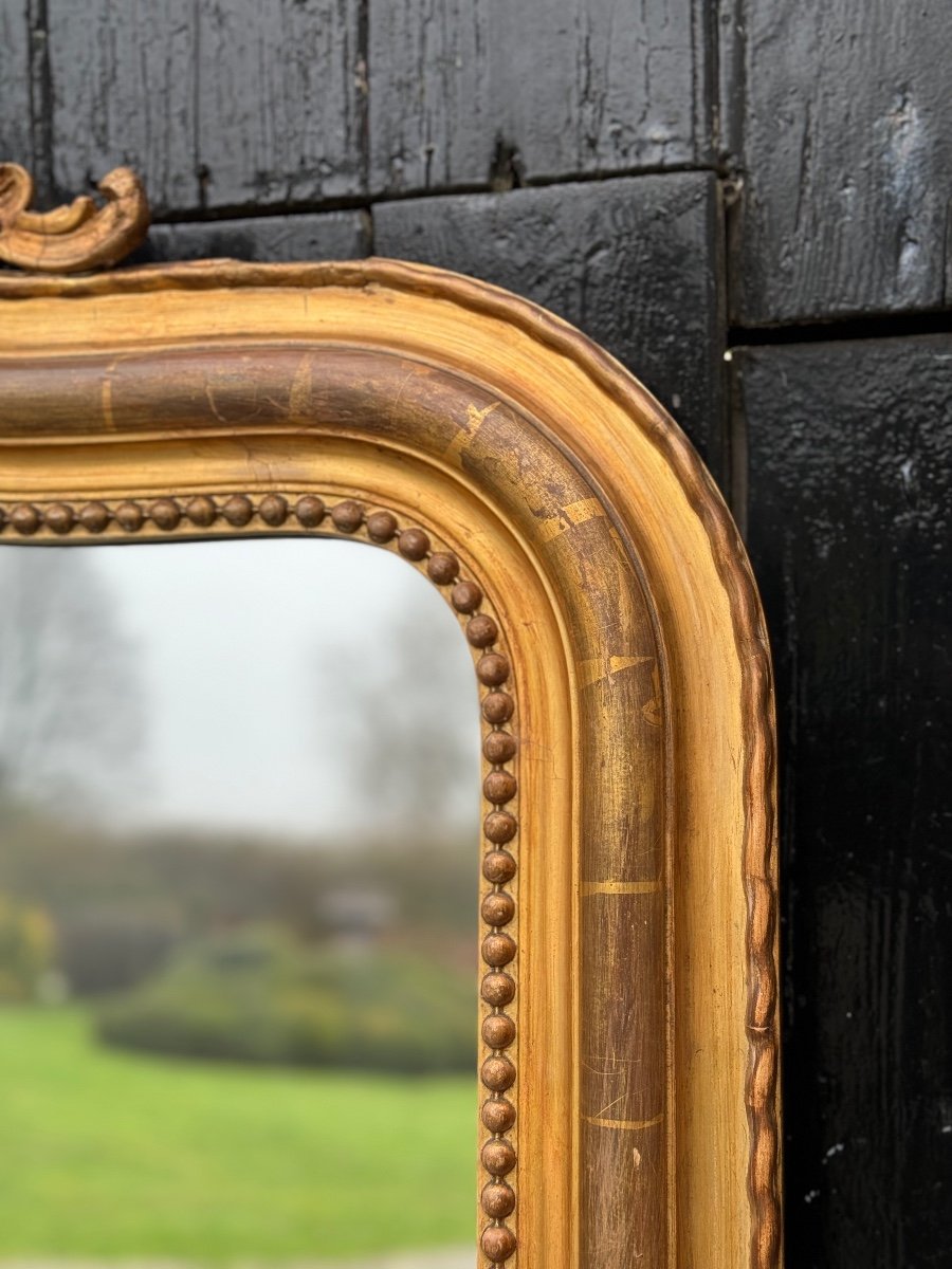 Louis XV Style Mirror In Stuccoed And Gilded Wood, Circa 1880-photo-3