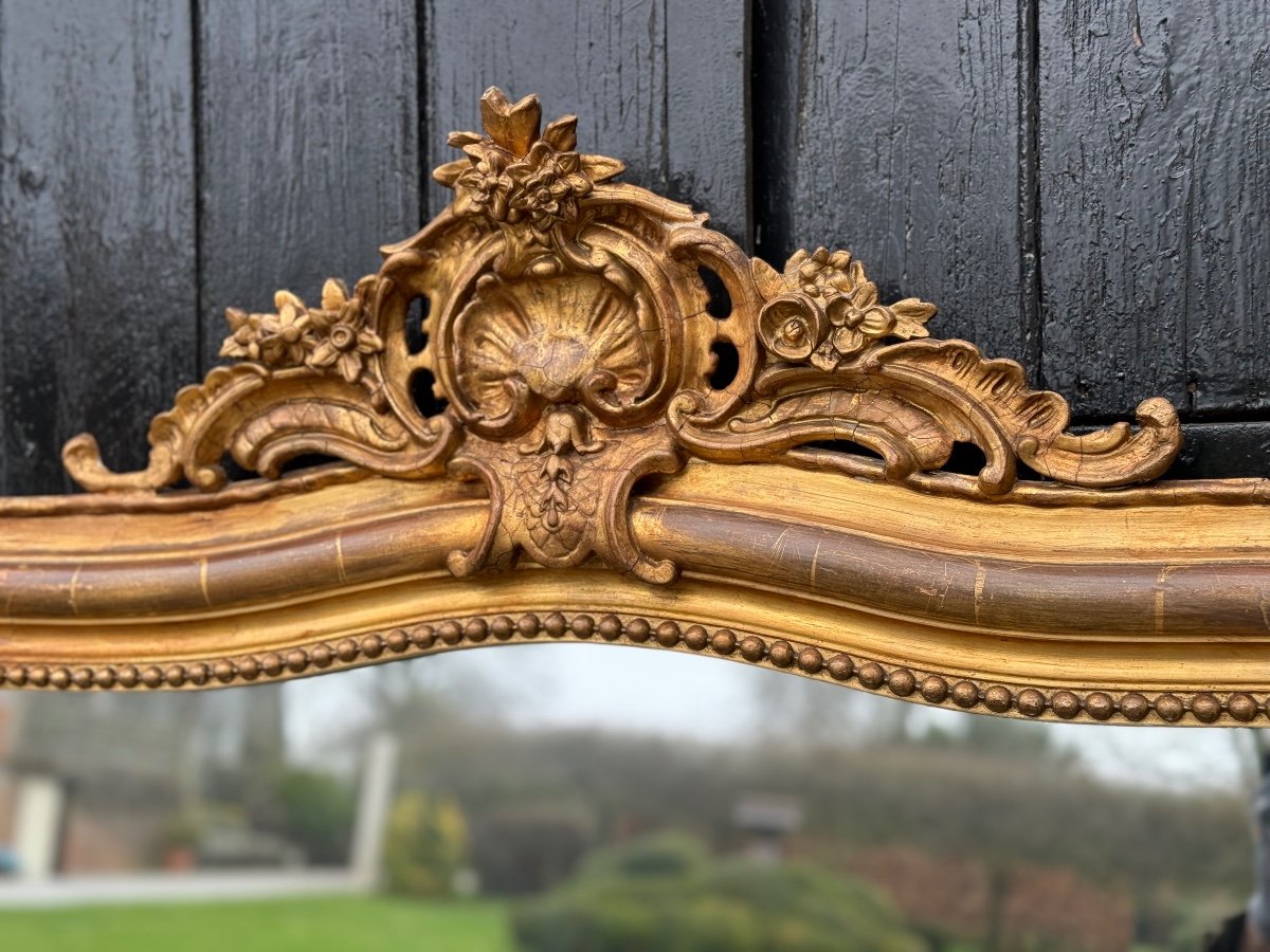 Louis XV Style Mirror In Stuccoed And Gilded Wood, Circa 1880-photo-4