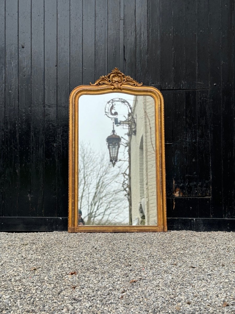 Louis XV Style Mirror In Stuccoed And Gilded Wood, Circa 1880-photo-5