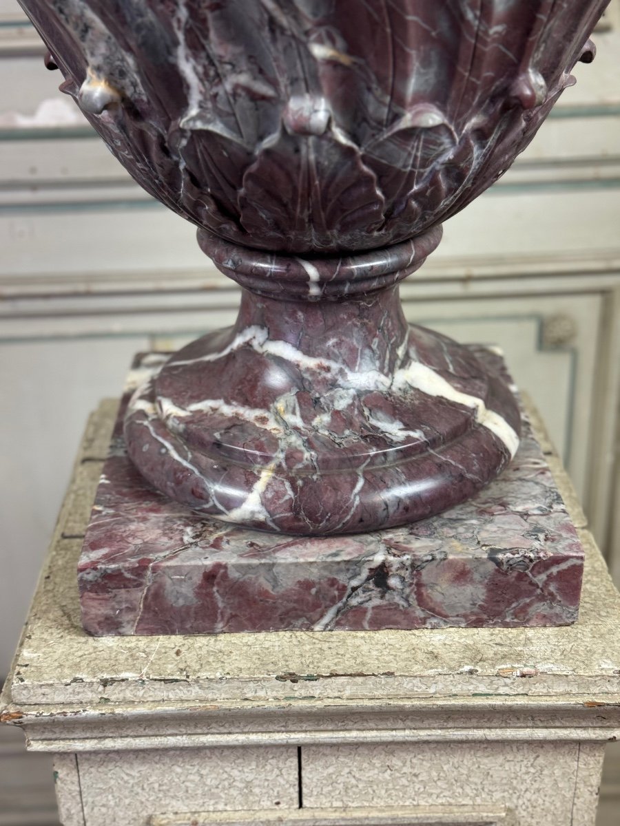 Saravezza Marble Basin The Spiral Fluted Body Topped With A Lid Circa 1900-photo-3