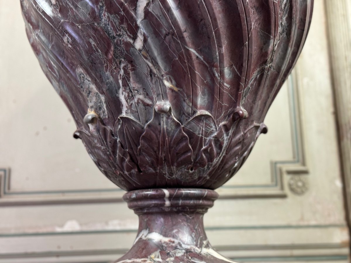 Saravezza Marble Basin The Spiral Fluted Body Topped With A Lid Circa 1900-photo-4