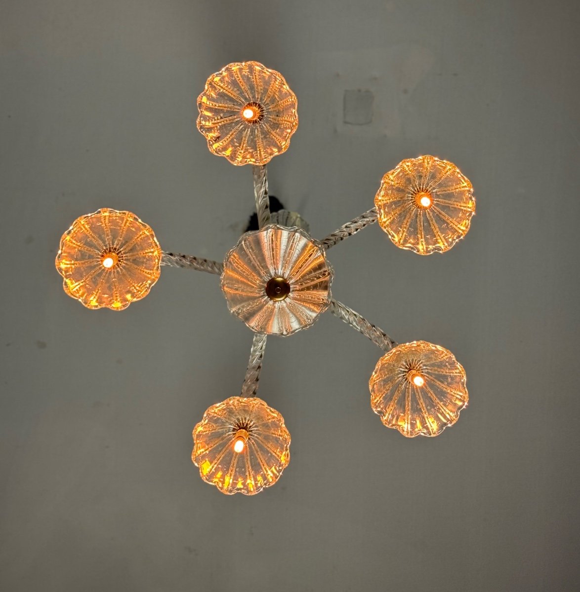 Venetian Murano Glass Chandelier By Barovier Circa 1950-photo-3