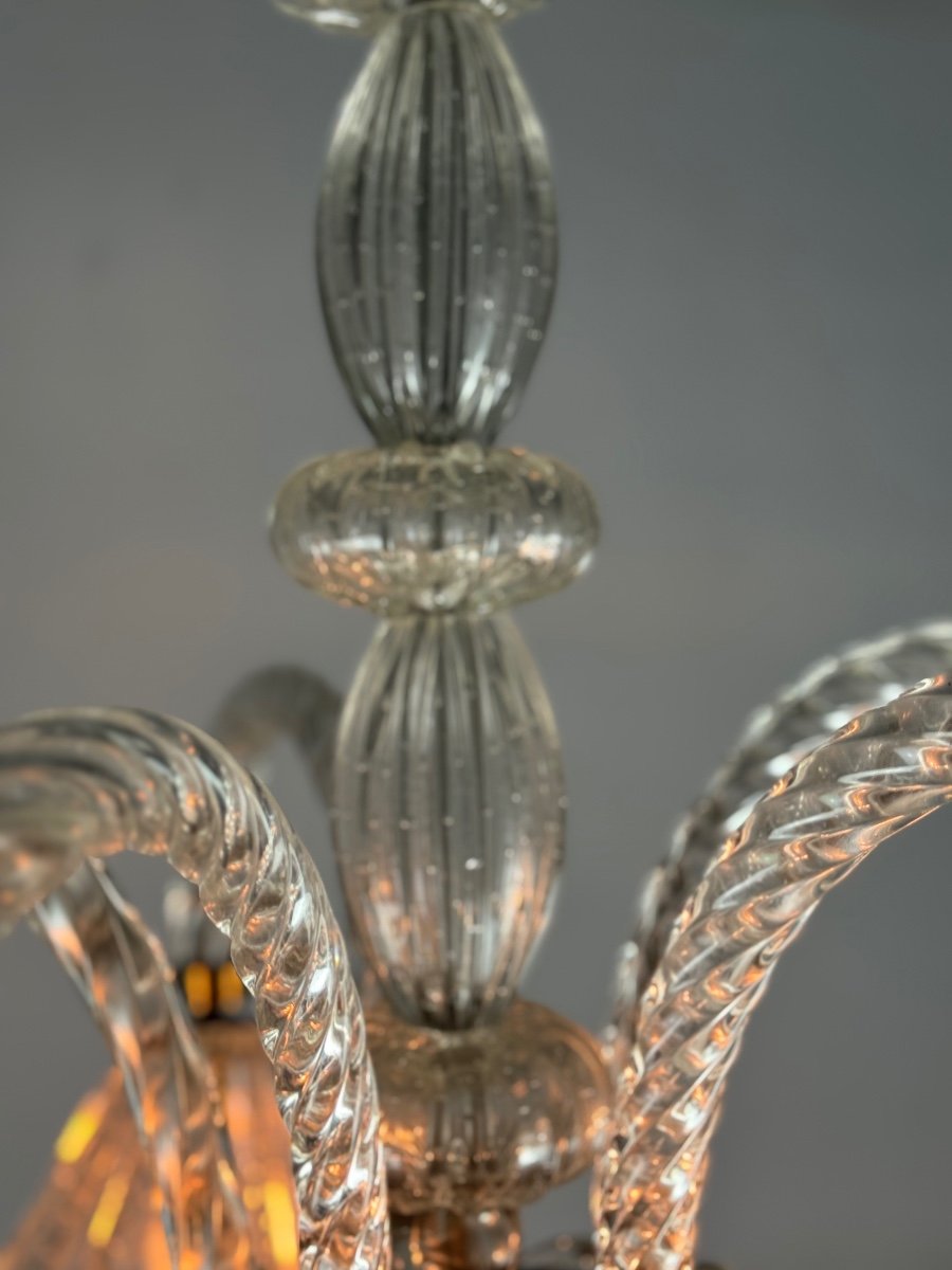 Venetian Murano Glass Chandelier By Barovier Circa 1950-photo-3