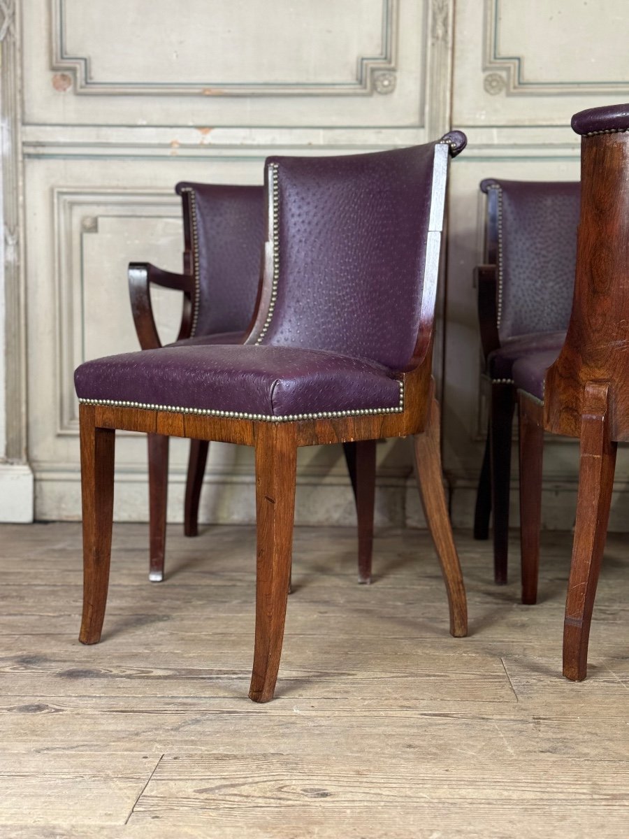 Suite Of 4 Artdeco Chairs And 4 Armchairs In Rosewood Circa 1930-photo-4