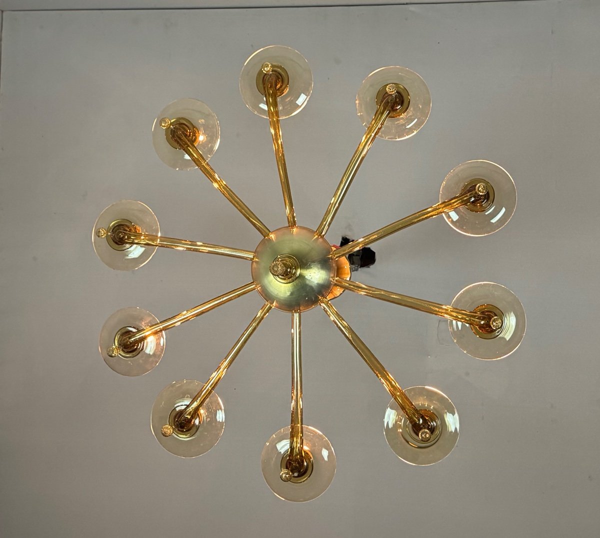 Venetian Chandelier In Mordore Murano Glass By Venini Circa 1940-photo-2