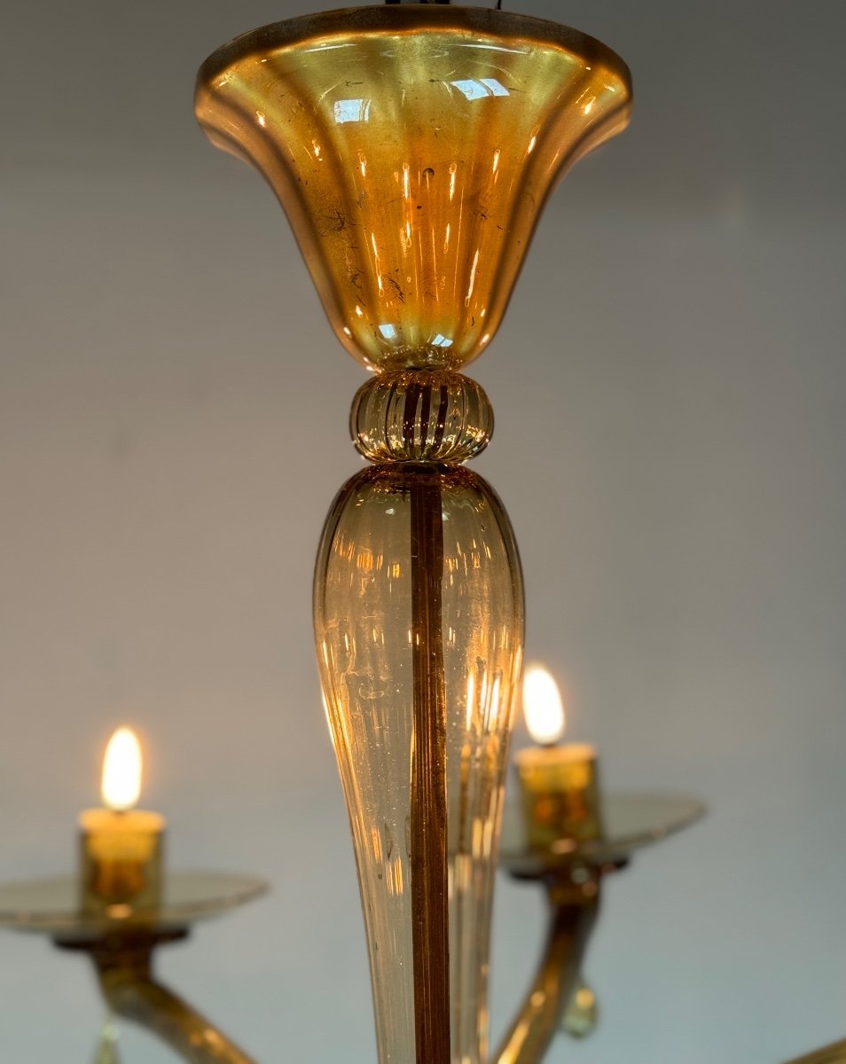 Venetian Chandelier In Mordore Murano Glass By Venini Circa 1940-photo-6