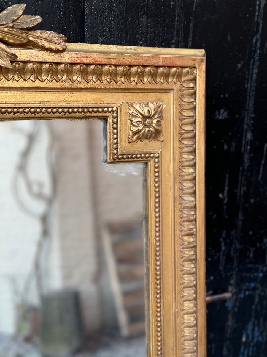 Louis XVI Style Mirror In Stuccoed And Gilded Wood Circa 1880-photo-4