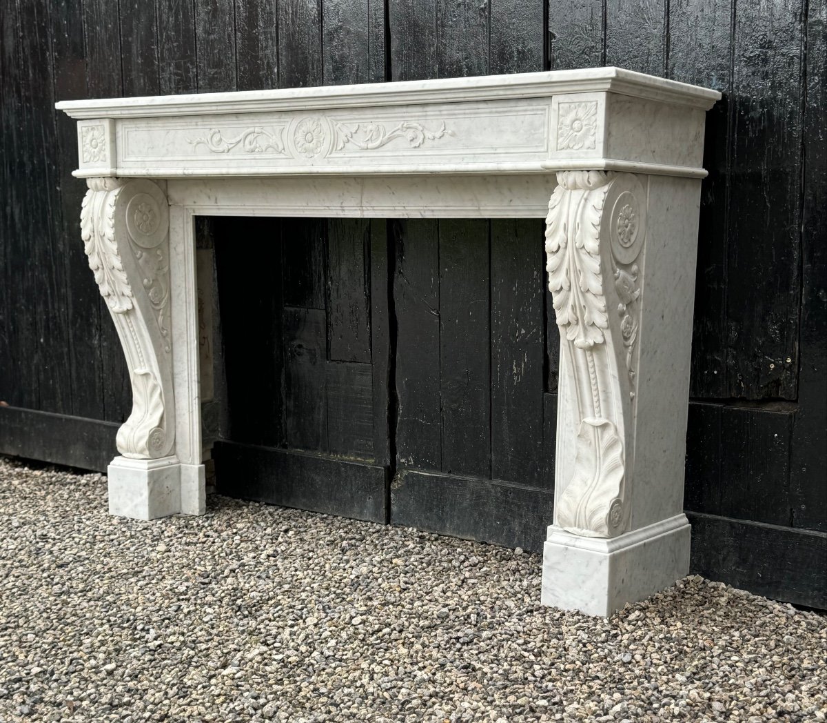 Louis XVI Fireplace In White Carrara Marble Circa 1880-photo-6