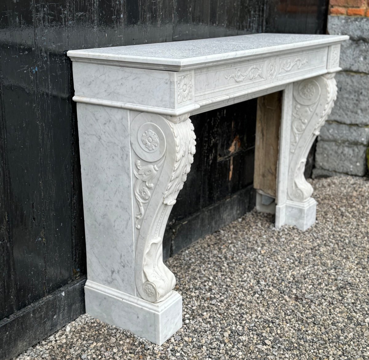 Louis XVI Fireplace In White Carrara Marble Circa 1880-photo-2