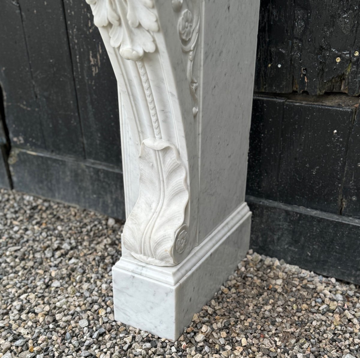 Louis XVI Fireplace In White Carrara Marble Circa 1880-photo-3