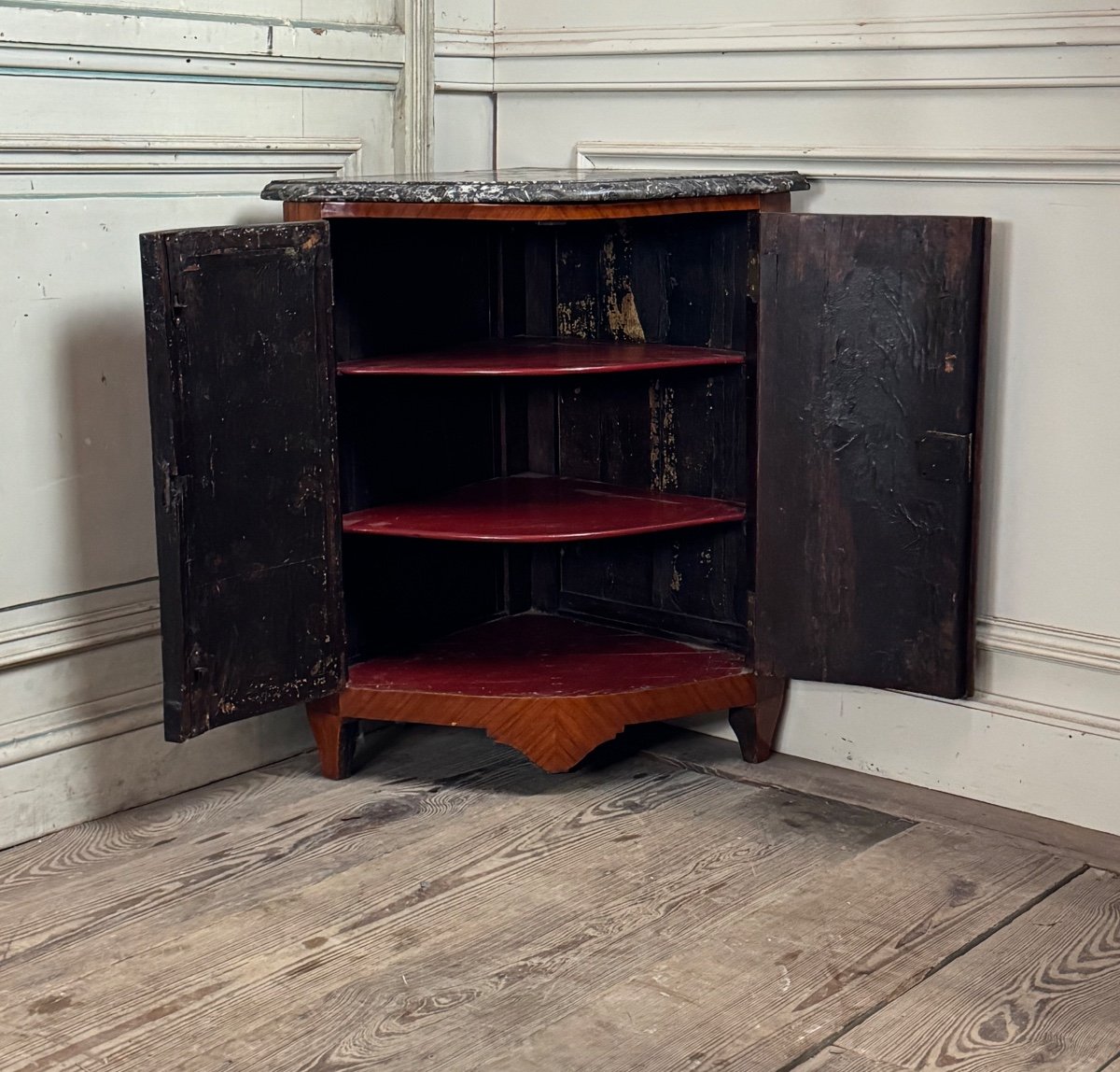 Louis XV Corner, Cube Sans Fond Marquetry, 18th Century -photo-3