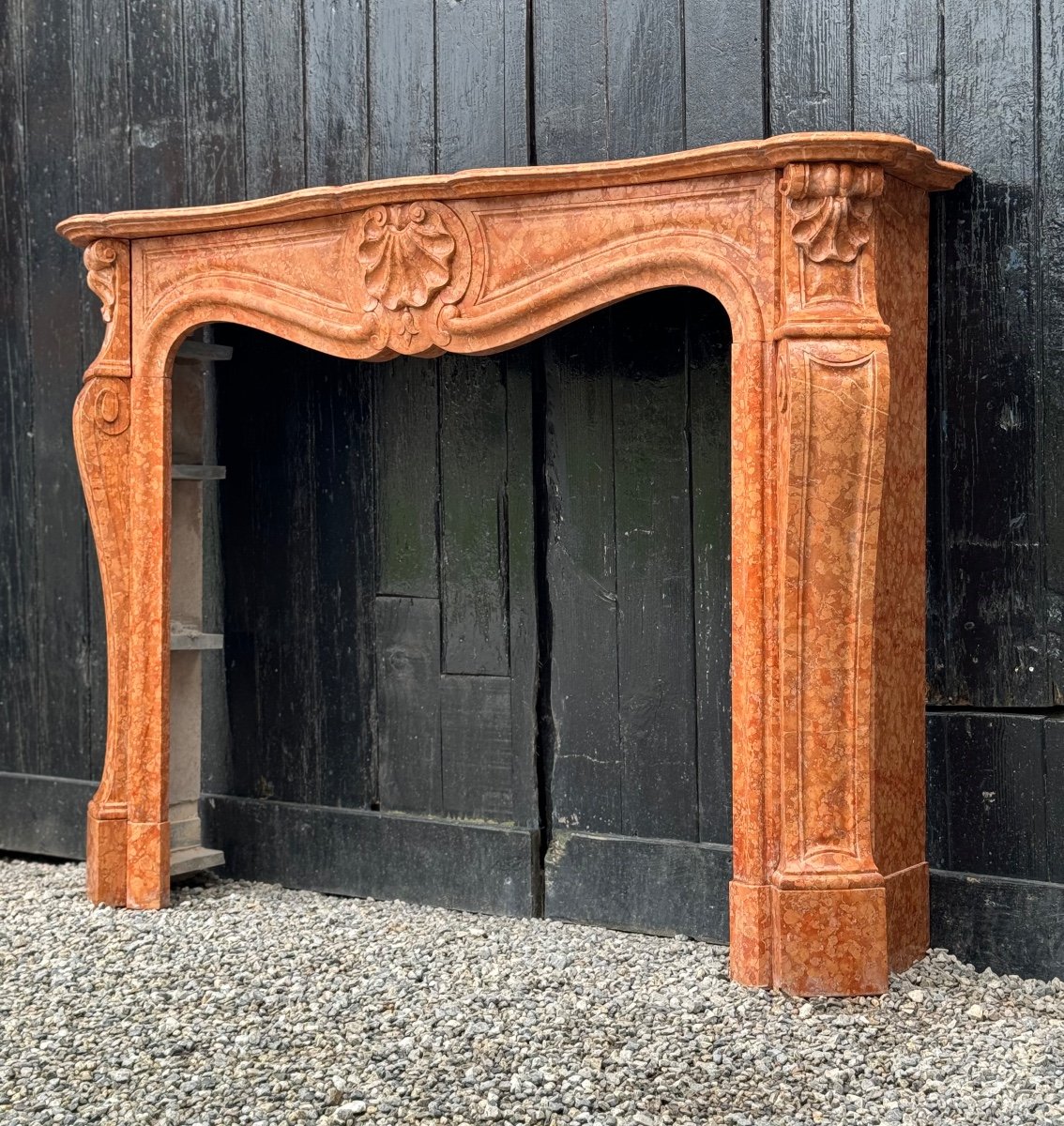 Louis XV Style Fireplace In Red Verona Marble Circa 1880 