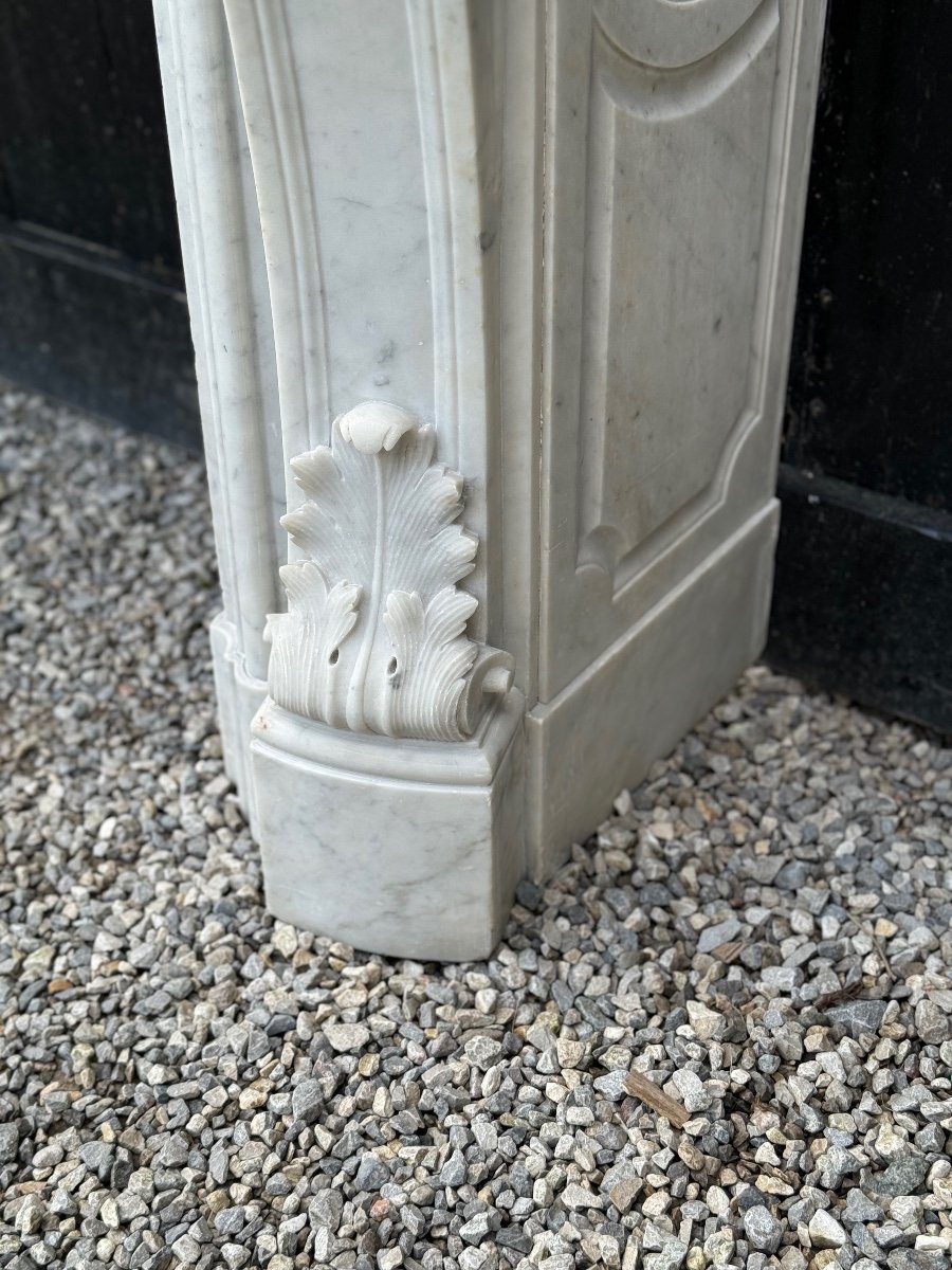 Remarkable Louis XV Style Fireplace, In Carrara Marble Circa 1880 -photo-4