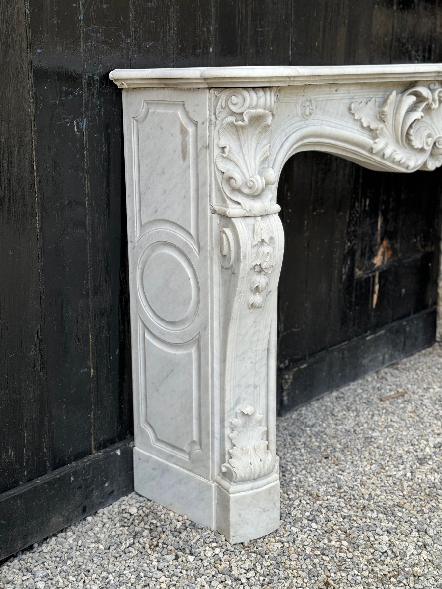 Remarkable Louis XV Style Fireplace, In Carrara Marble Circa 1880 -photo-3