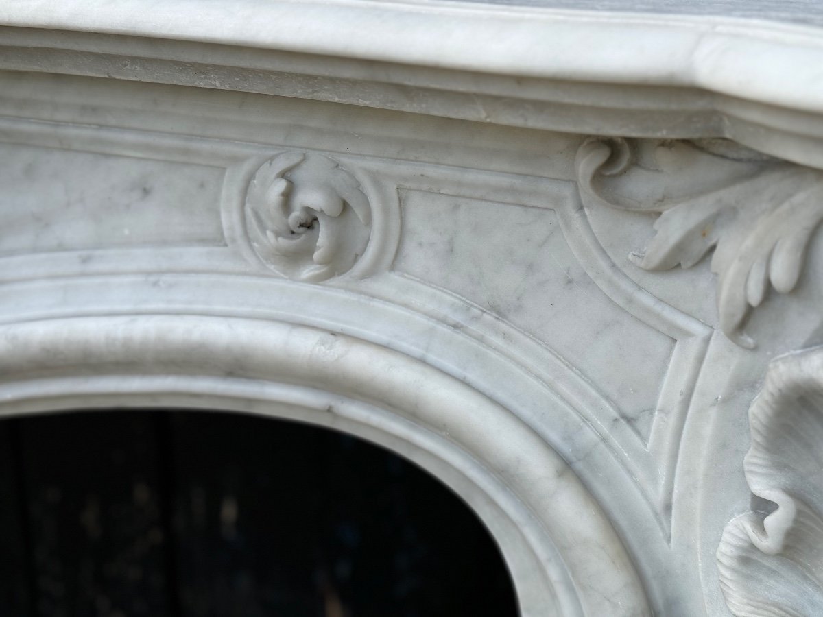 Remarkable Louis XV Style Fireplace, In Carrara Marble Circa 1880 -photo-6