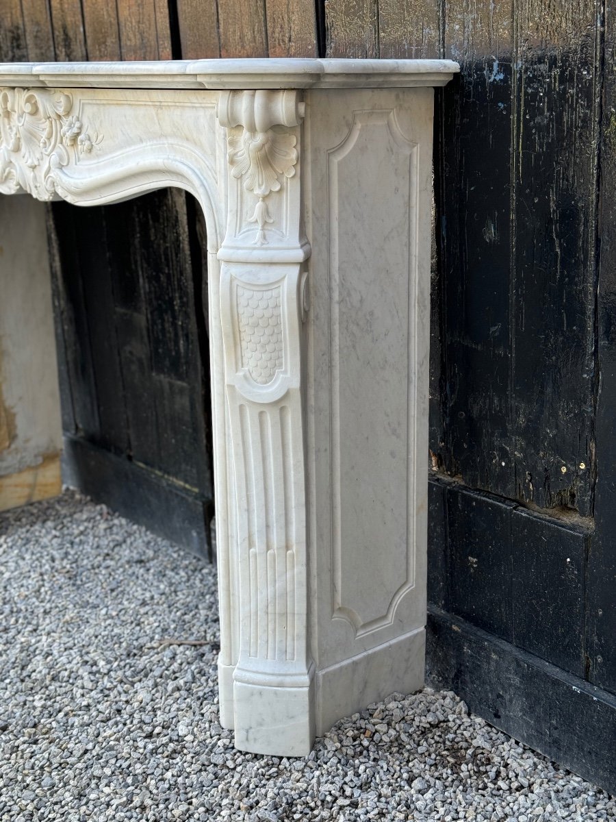 Louis XV Style Fireplace In Carrara Marble Circa 1880-photo-3