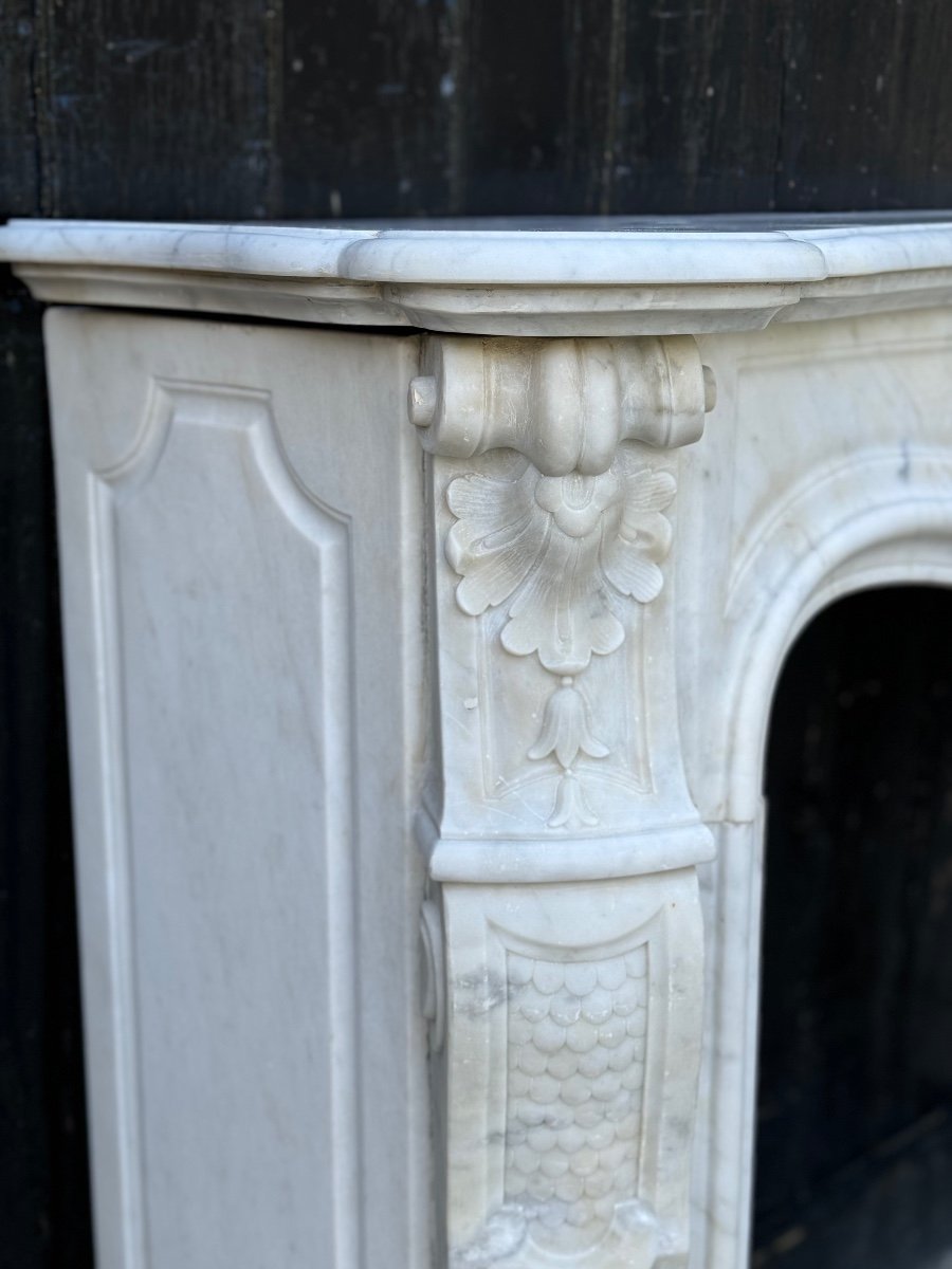 Louis XV Style Fireplace In Carrara Marble Circa 1880-photo-5