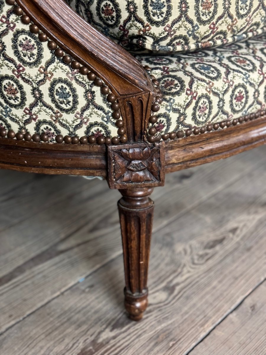 Louis XVI Basket Bench In Carved Beech On 7 Feet 18th Century-photo-2