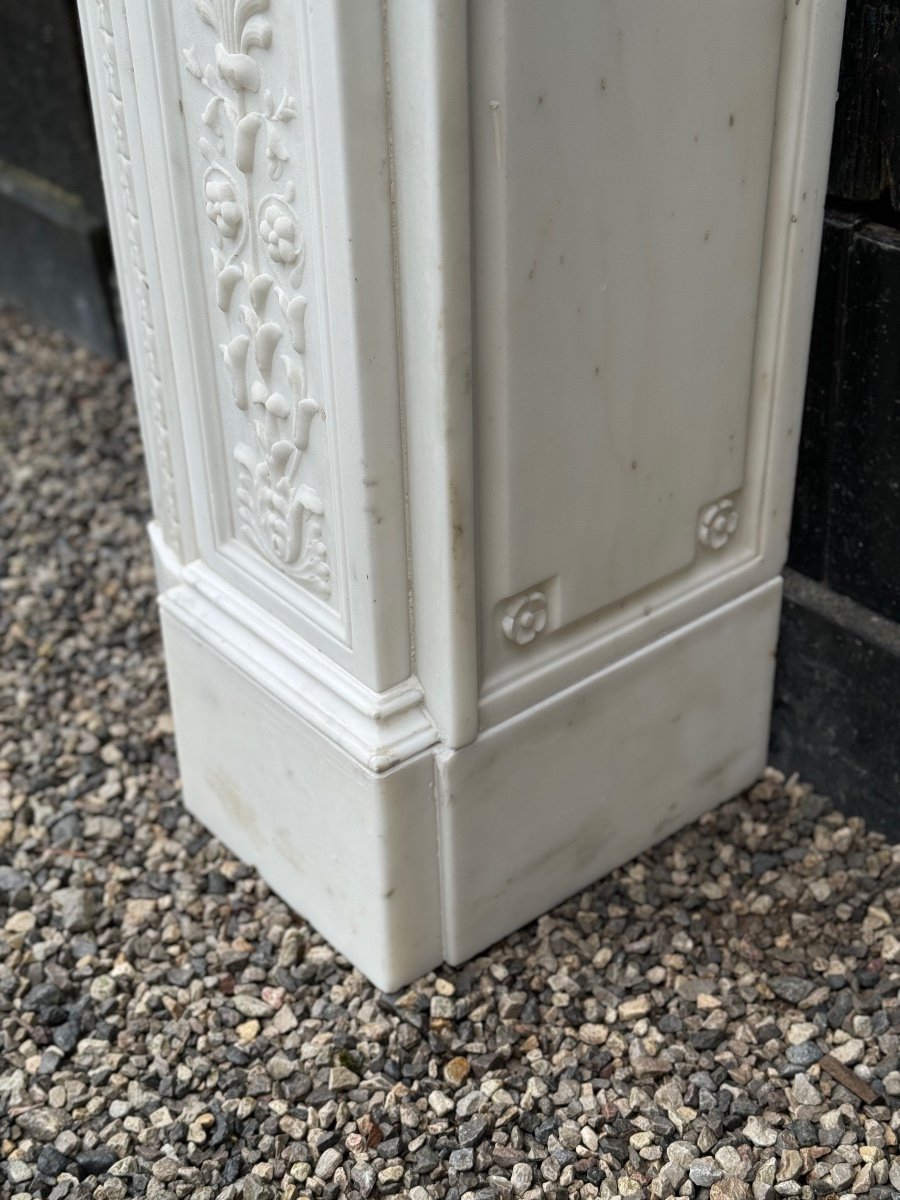 Louis XVI Style Fireplace In Statuary White Marble Circa 1880-photo-2